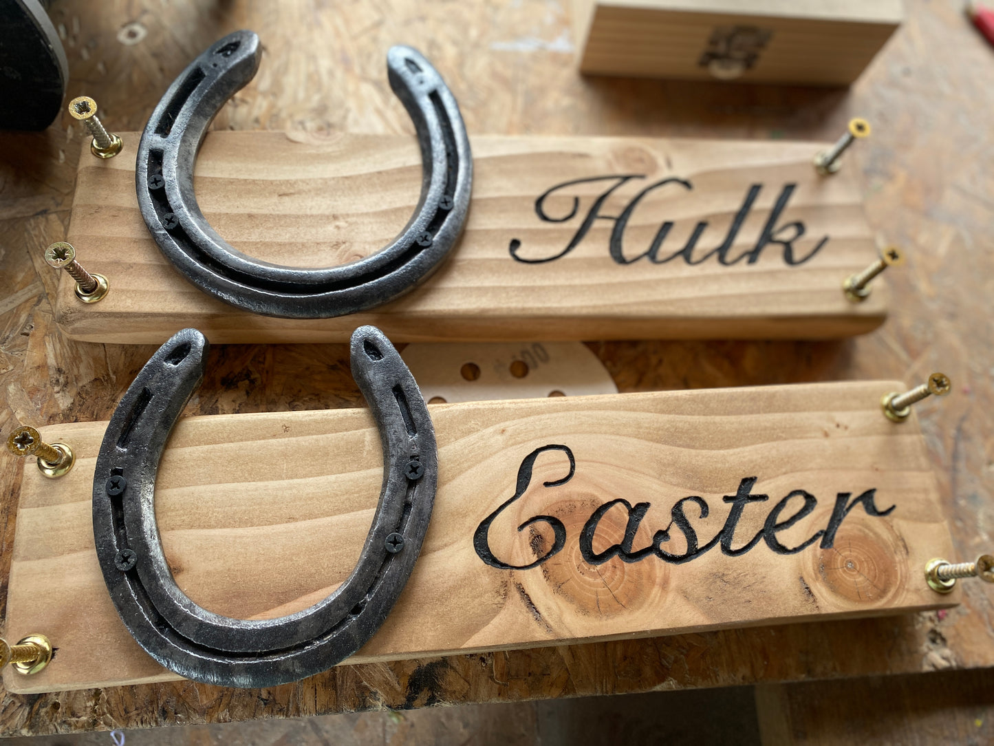 Rustic Hand Carved Horse Stable Name Plaque