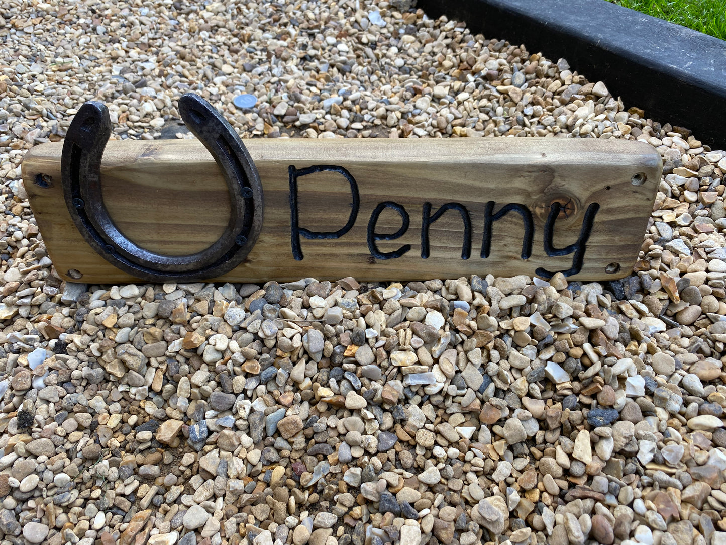 Rustic Hand Carved Horse Stable Name Plaque