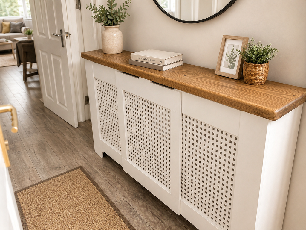 Rustic Wooden Top Shelf Upgrade for Radiator Covers - Custom Lengths
