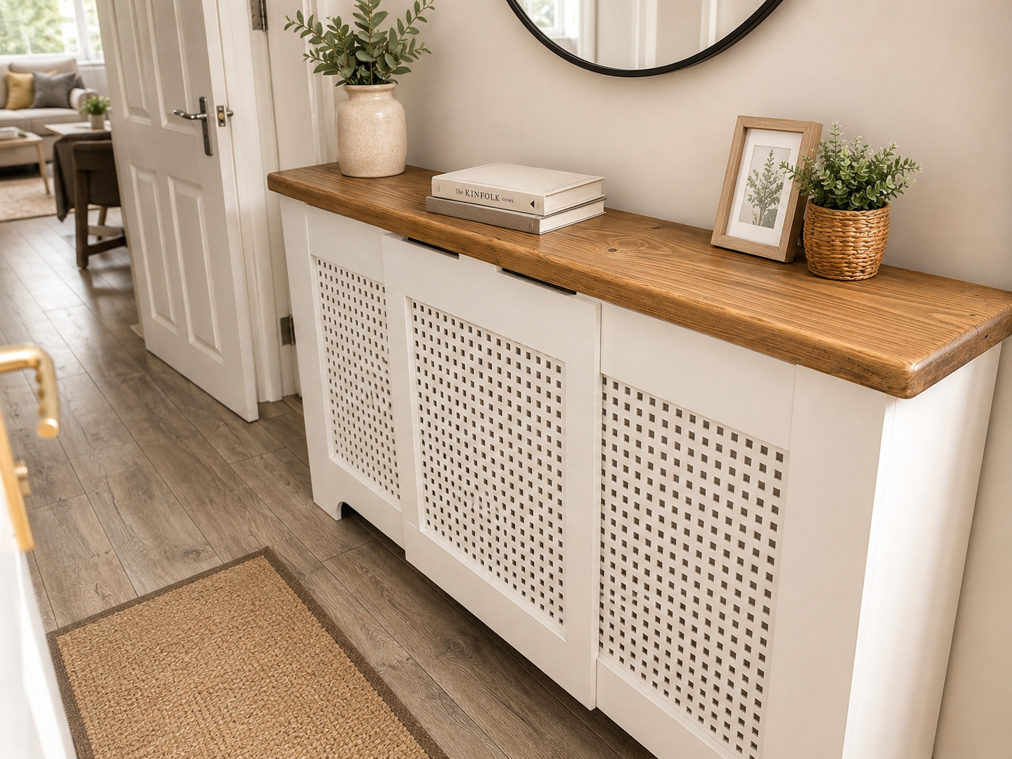 Rustic Wooden Top Shelf Upgrade for Radiator Covers - Custom Lengths