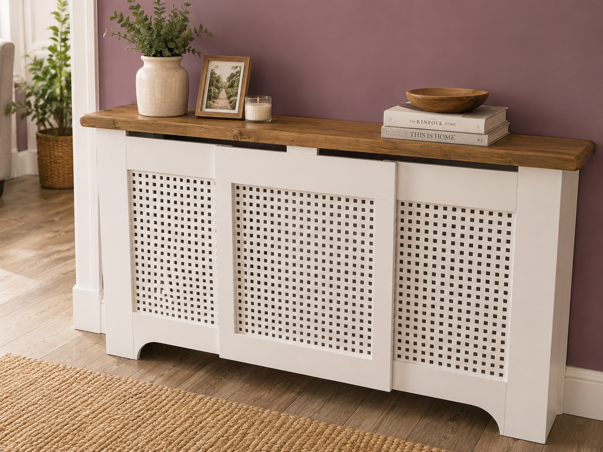 Rustic Wooden Top Shelf Upgrade for Radiator Covers - Custom Lengths