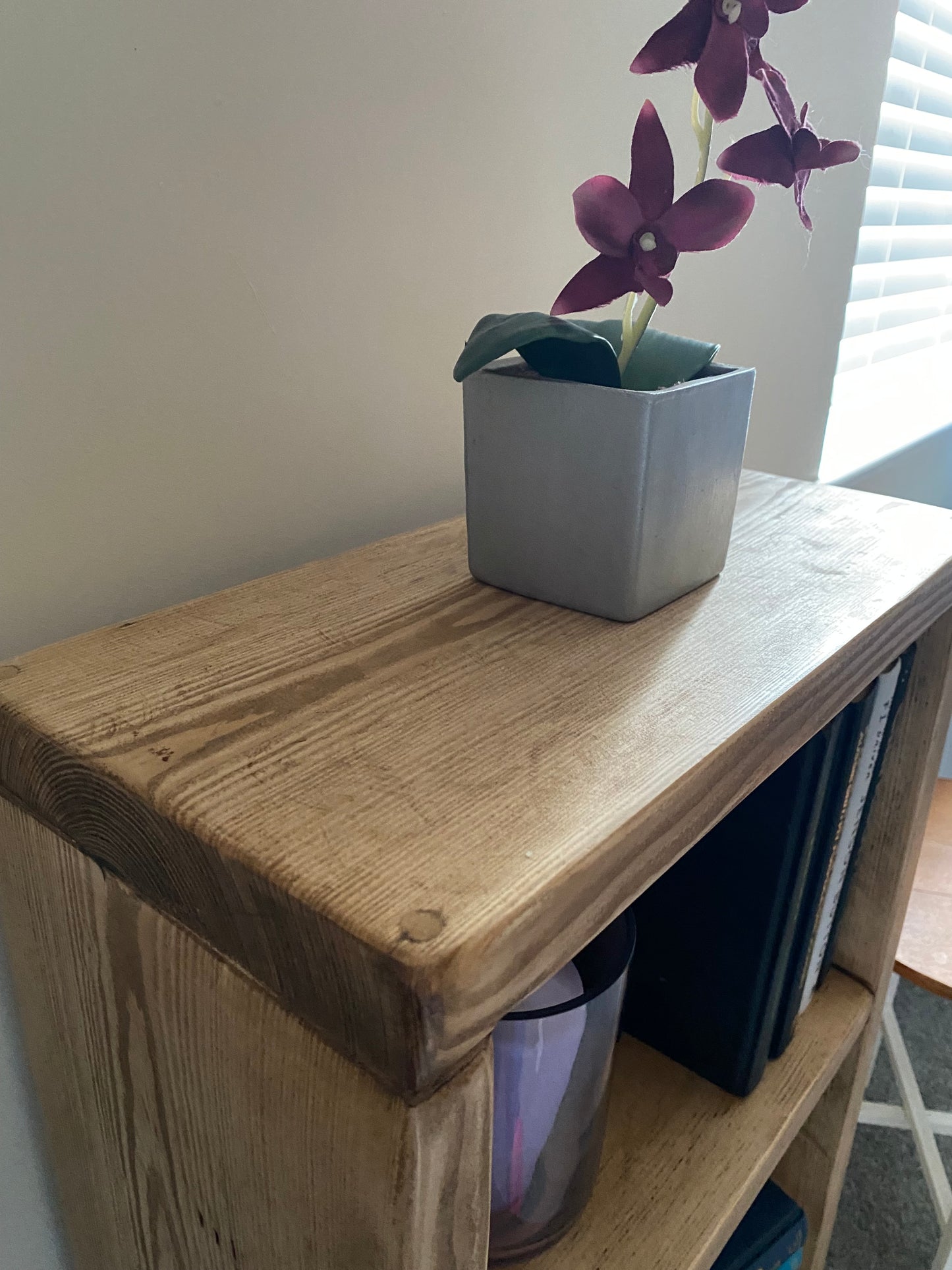 Rustic Solid Wood 2 Shelf Book or Storage Shelf