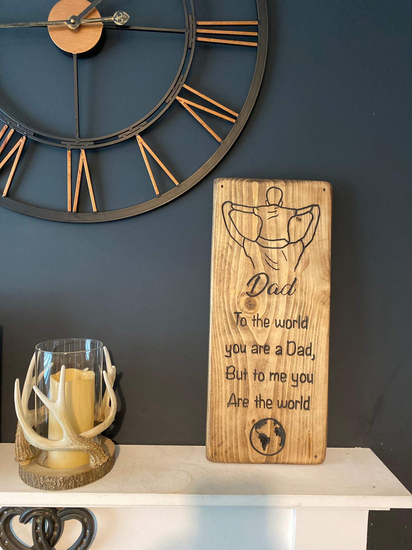 Freehand Routed Wall Plaque: Dad and Child Decorative Woodcraft