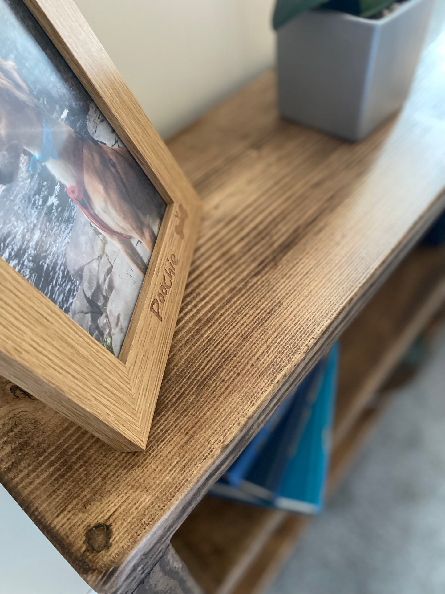 Rustic Solid Wood 2 Shelf Book or Storage Shelf