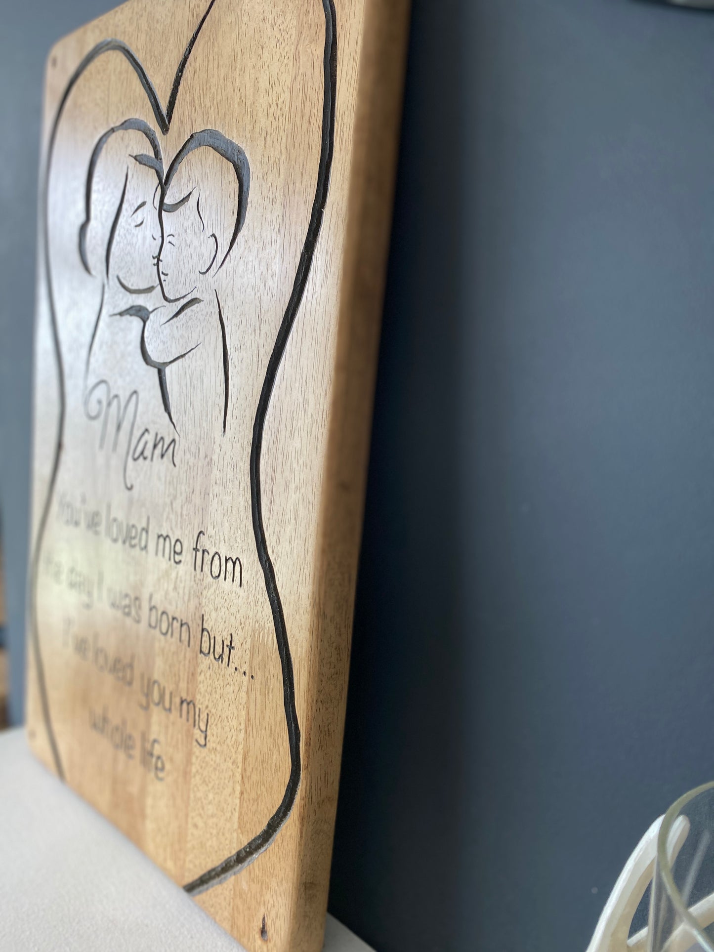 Freehand Routed Wall Plaque: Mother and Child Decorative Woodcraft