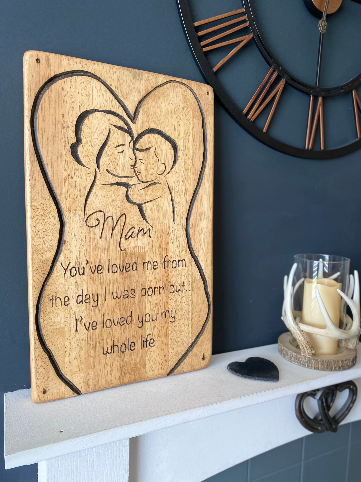 Freehand Routed Wall Plaque: Mother and Child Decorative Woodcraft