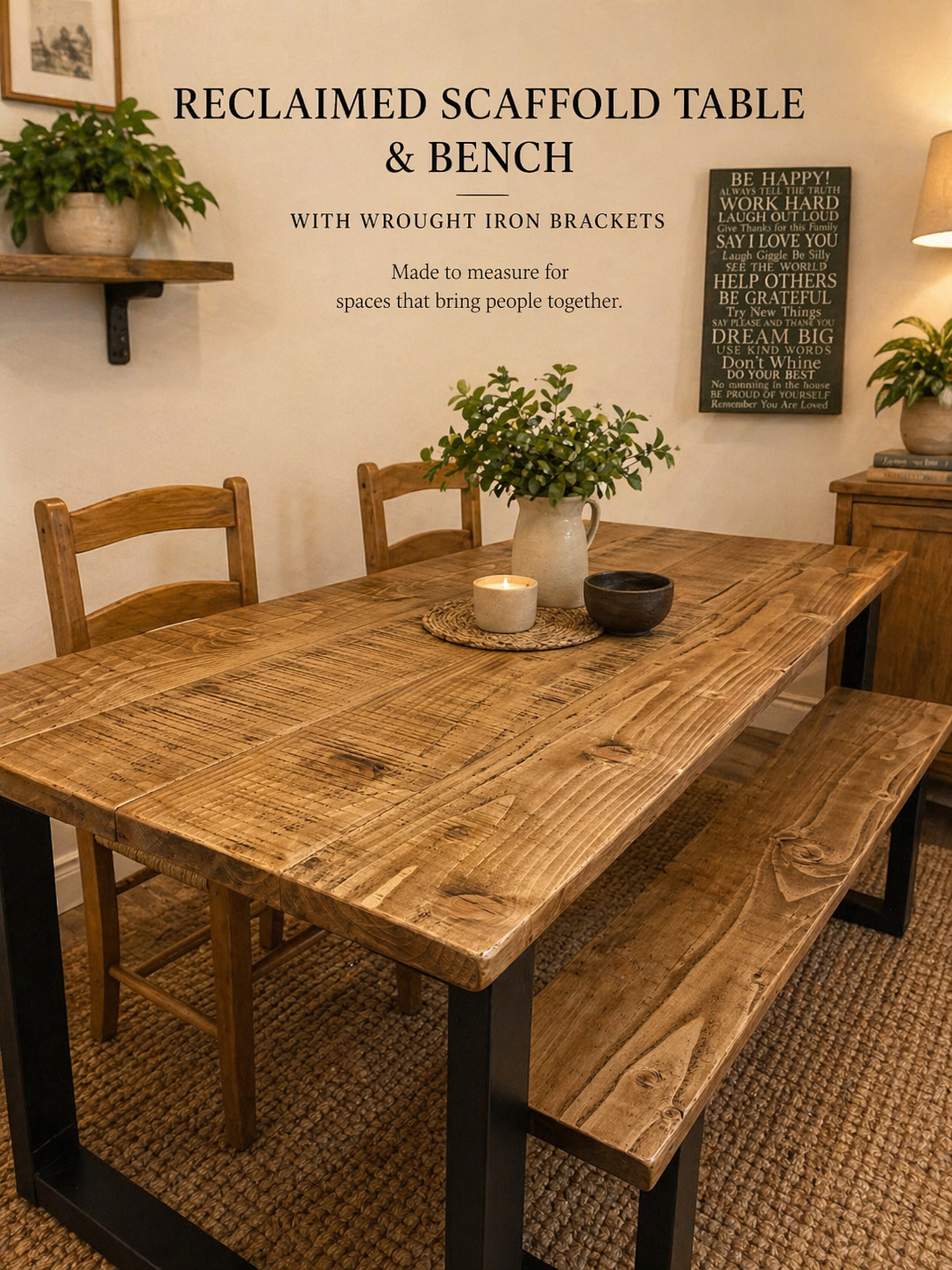 Bespoke Reclaimed Scafold Board Table Tops