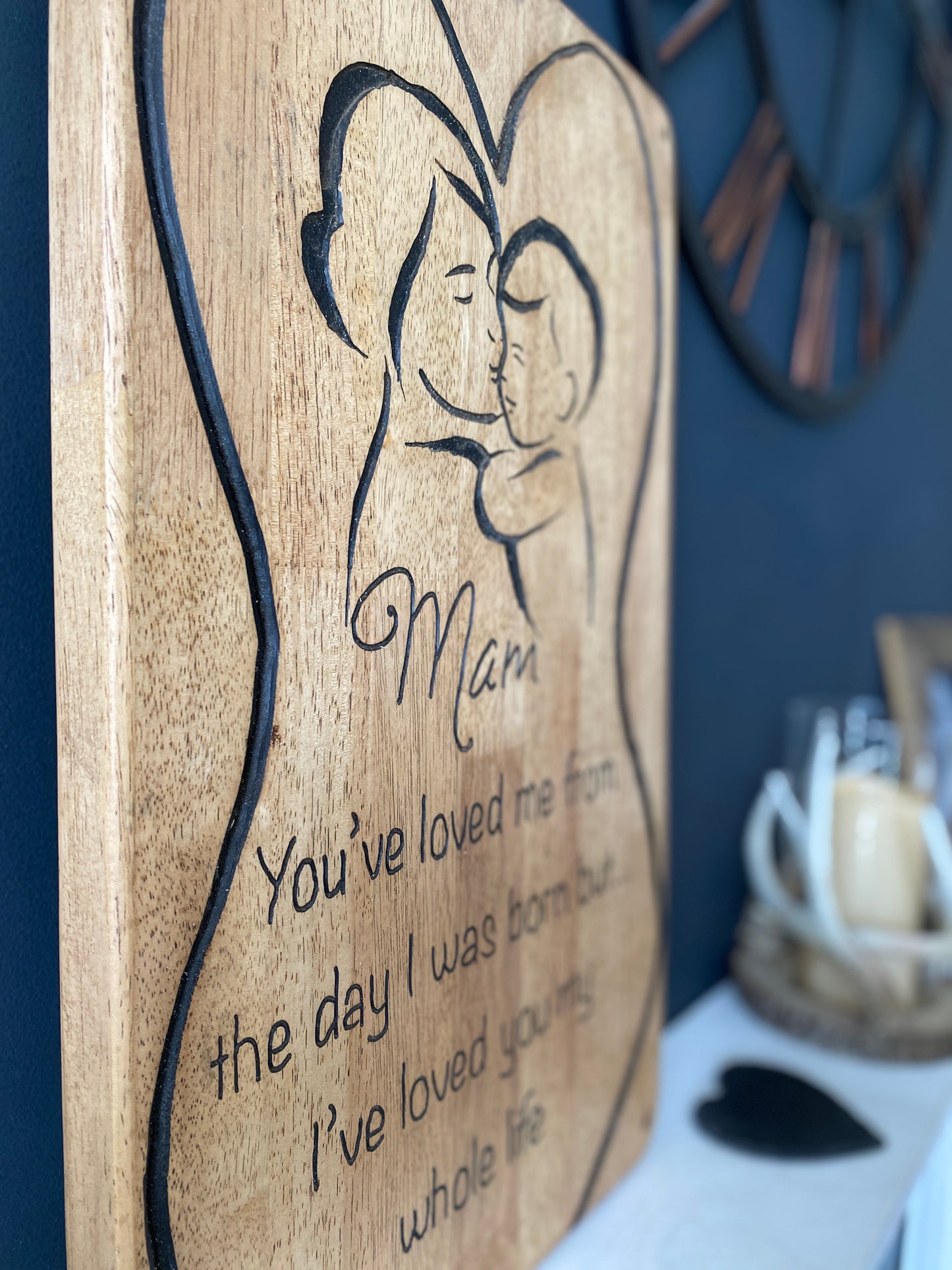 Freehand Routed Wall Plaque: Mother and Child Decorative Woodcraft