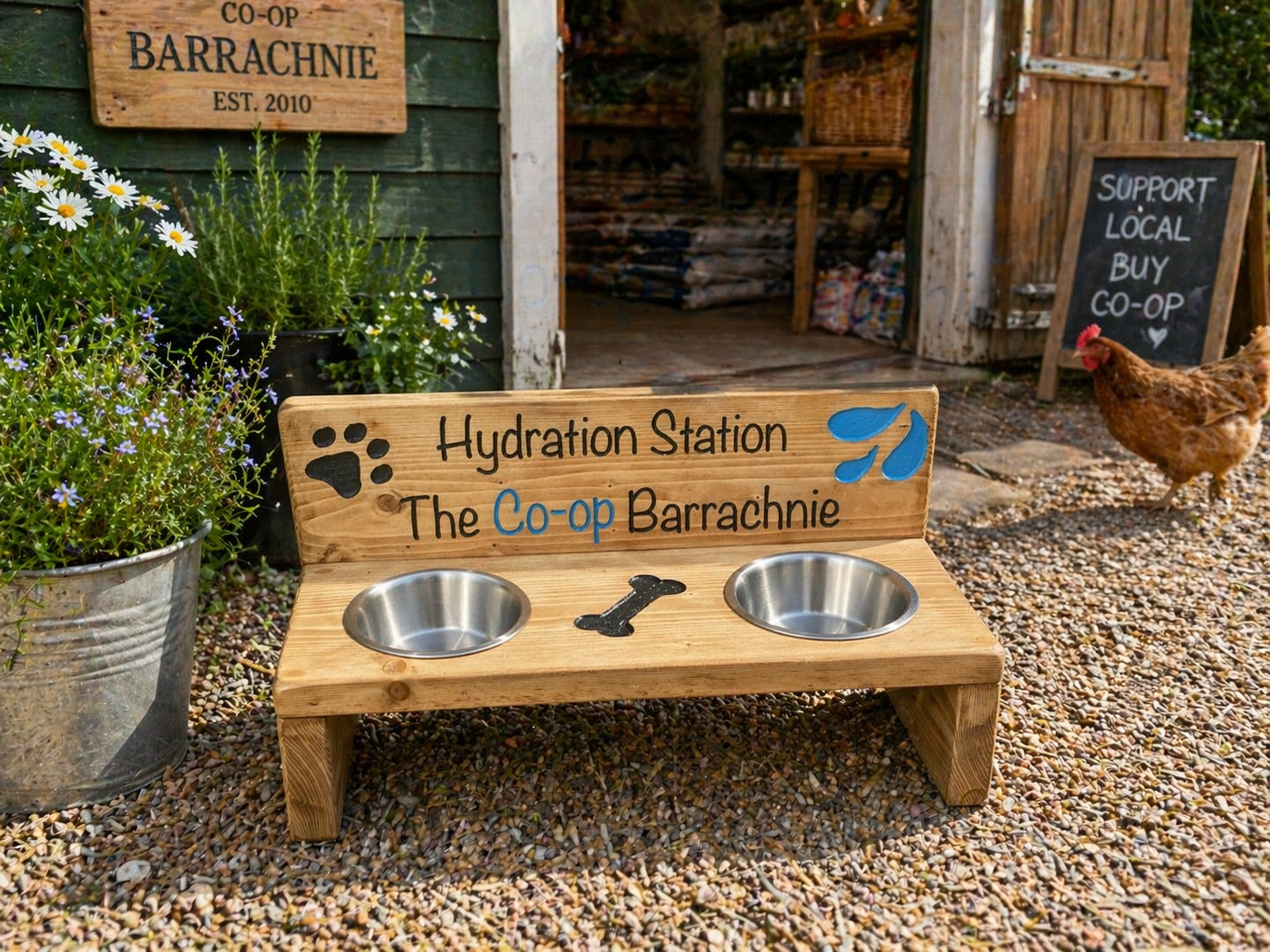 Handcrafted Wooden Pet Feeding Station