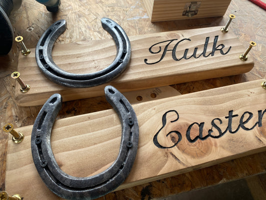 Rustic Hand Carved Horse Stable Name Plaque