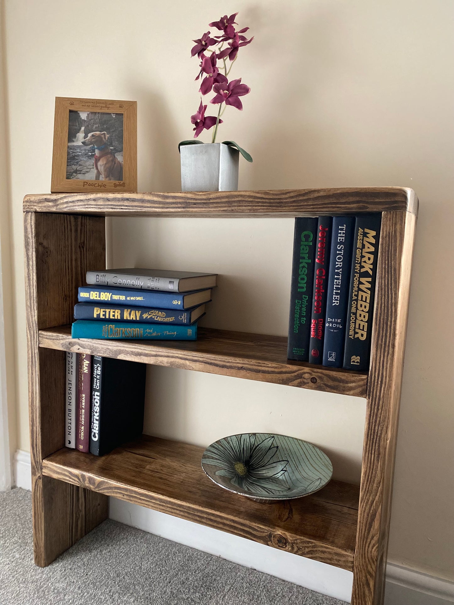 Rustic Solid Wood 2 Shelf Book or Storage Shelf