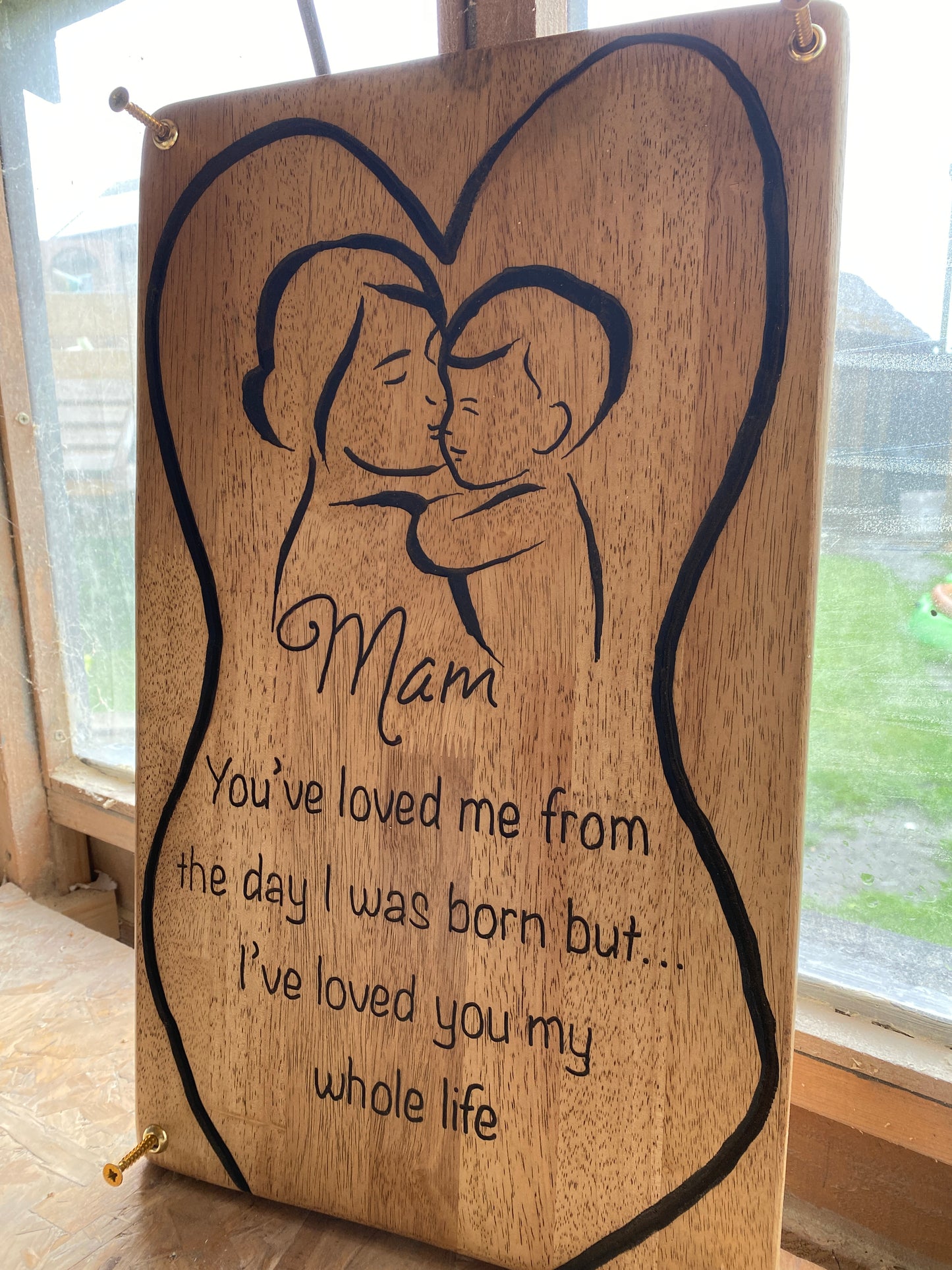 Freehand Routed Wall Plaque: Mother and Child Decorative Woodcraft