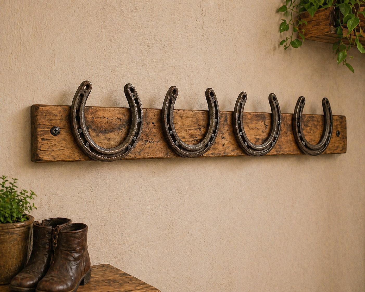 Rustic Horseshoe Coat Rack – Handcrafted from Reclaimed Timber