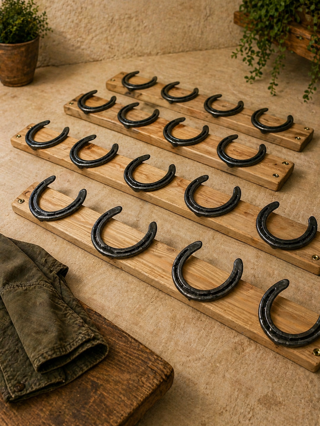 Rustic Horseshoe Coat Rack – Handcrafted from Reclaimed Timber
